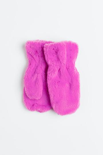 H & M - Fluffy Mittens - Pink