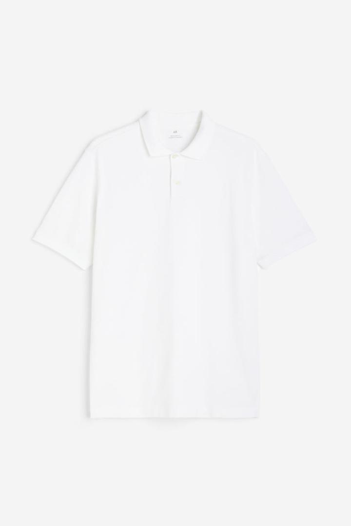 H & M - Regular Fit Cotton Polo Shirt - White