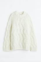 H & M - Oversized Cable-knit Wool-blend Sweater - White