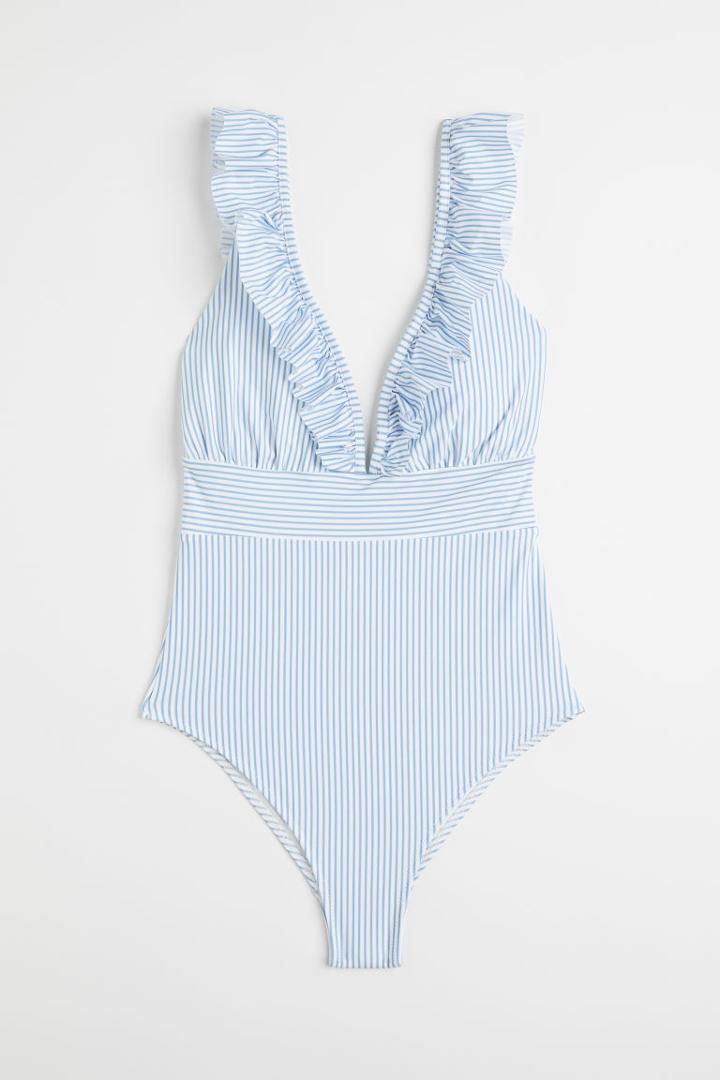 H & M - Padded-cup Swimsuit - Blue