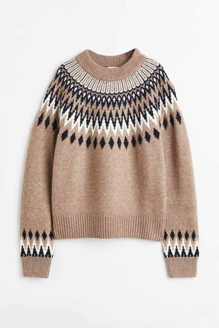 H & M - Jacquard-knit Sweater - Brown