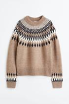 H & M - Jacquard-knit Sweater - Brown