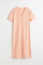 H & M - Button-front Jersey Dress - Orange