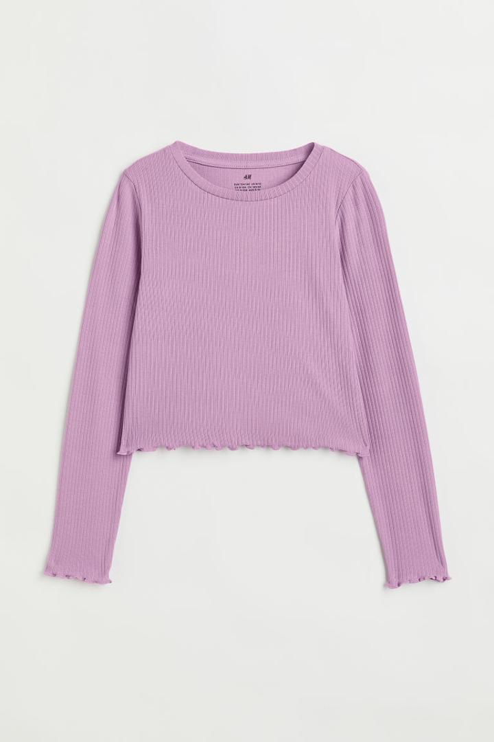 H & M - Cotton Jersey Top - Purple