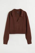 H & M - Collared Sweater - Brown
