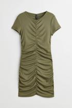 H & M - Draped Jersey Dress - Green