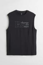 H & M - Relaxed Fit Fast-drying Sports Tank Top - Black