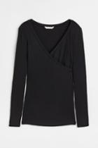 H & M - Mama Before & After Ribbed Jersey Top - Black