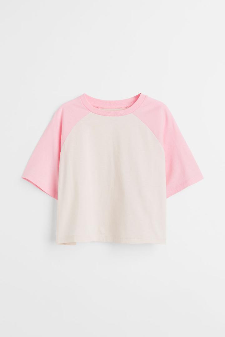 H & M - Short Cotton Jersey T-shirt - Pink