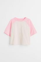 H & M - Short Cotton Jersey T-shirt - Pink
