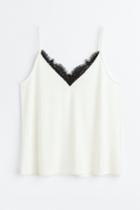 H & M - Lace-trimmed Camisole Top - Brown