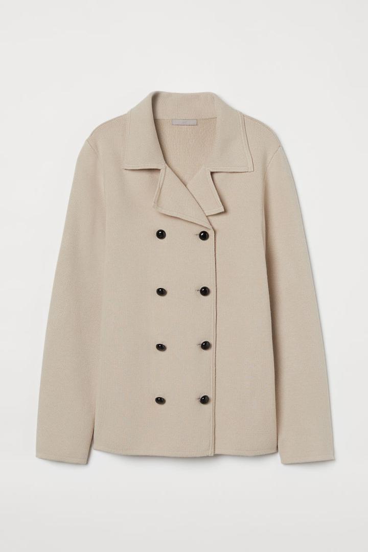H & M - Double-breasted Cardigan - Beige