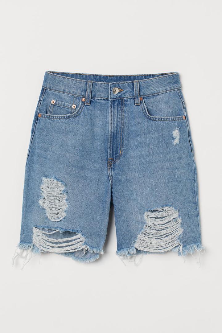 H & M - High Waist Bermuda Shorts - Blue