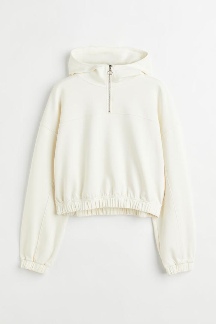 H & M - Half-zip Sports Hoodie - White