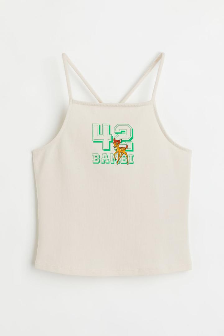 H & M - Printed Camisole Top - Beige