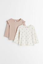 H & M - 2-pack Ribbed Tops - Pink