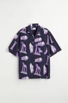 H & M - Oversized Fit Patterned Resort Shirt - Blue