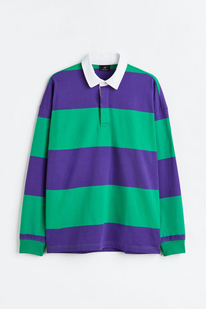 H & M - Oversized Fit Rugby Shirt - Purple