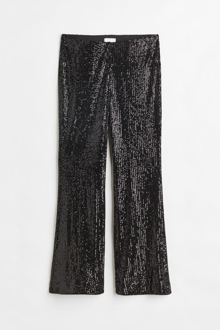 H & M - H & M+ Flared Sequined Pants - Black
