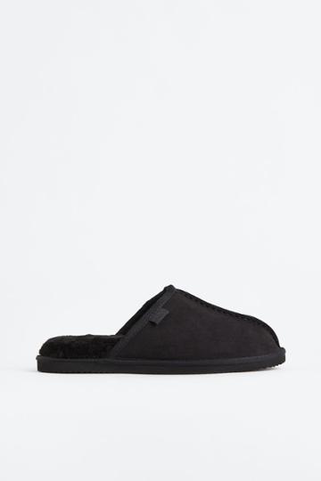 H & M - Pile-lined Slippers - Black