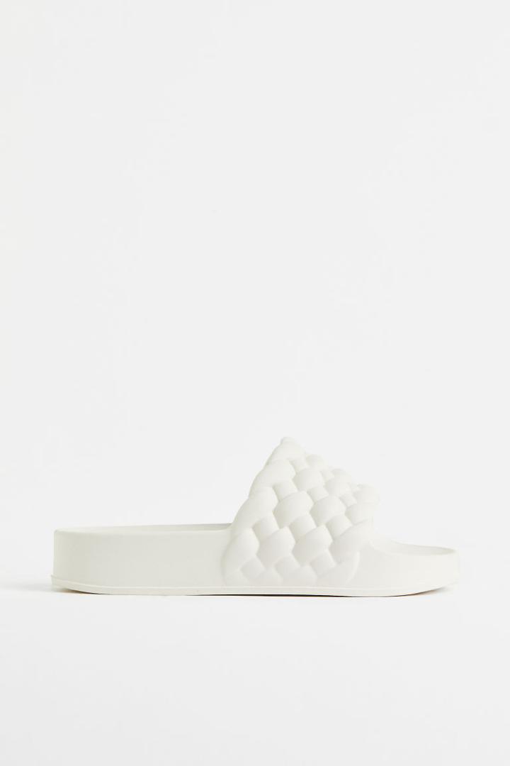 H & M - Braided Slides - White