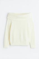 H & M - H & M+ Off-the-shoulder Sweater - White