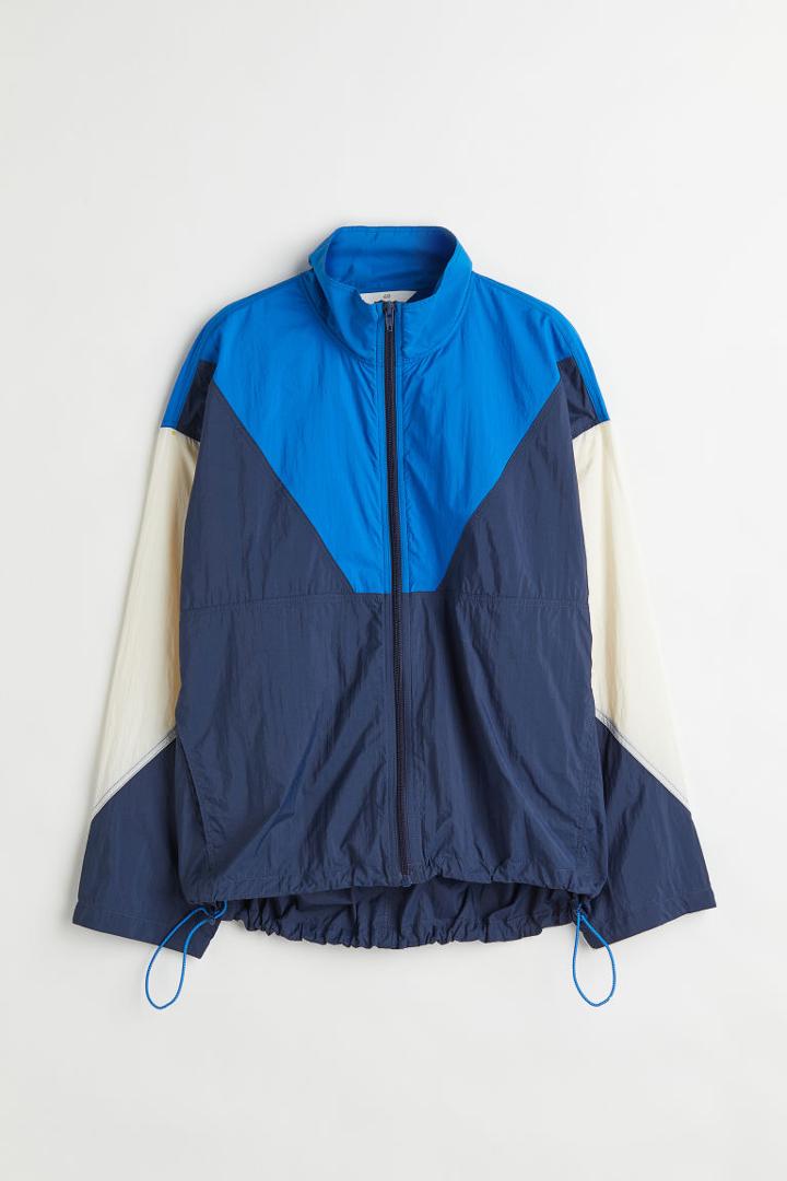 H & M - Color-block Nylon Jacket - Blue
