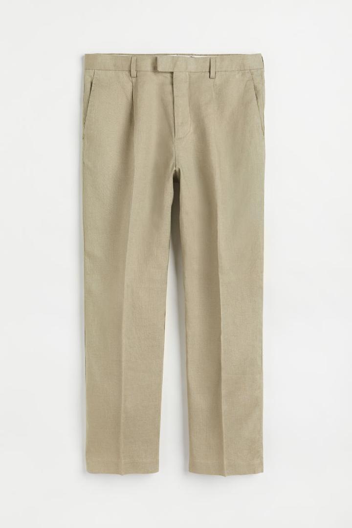 H & M - Relaxed Fit Linen Suit Pants - Green