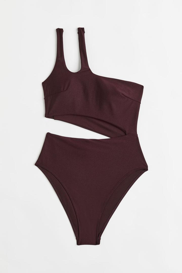 H & M - High-leg One-shoulder Swimsuit - Red
