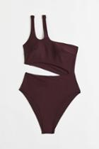 H & M - High-leg One-shoulder Swimsuit - Red
