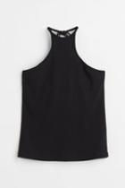 H & M - Ribbed Halterneck Top - Black