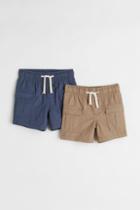 H & M - 2-pack Cotton Cargo Shorts - Blue