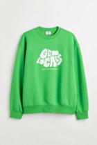 H & M - Relaxed Fit Printed Sweatshirt - Green