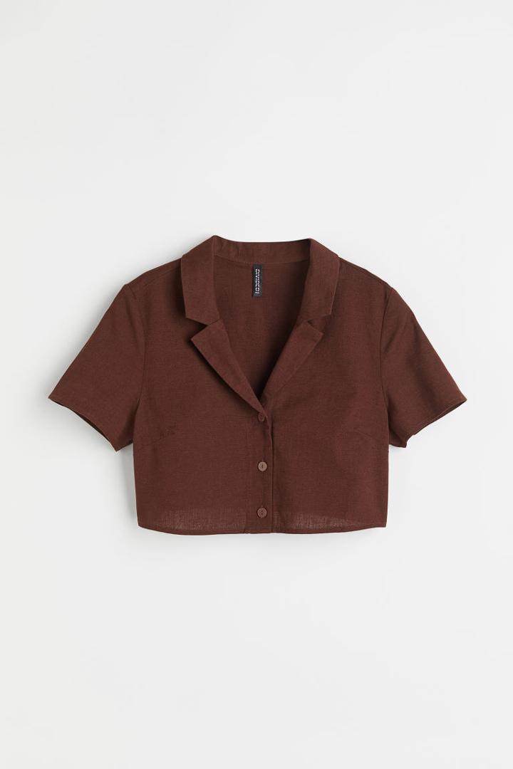 H & M - Crop Shirt - Brown