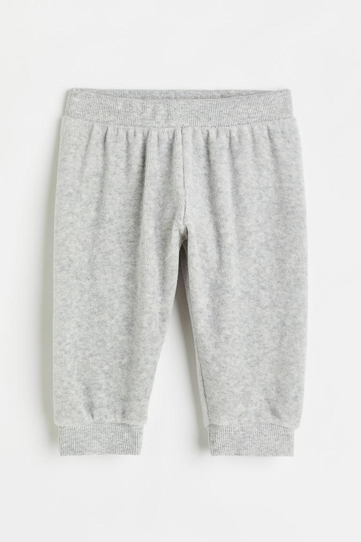 H & M - Velour Joggers - Gray