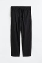 H & M - Loose Fit Linen-blend Pants - Black