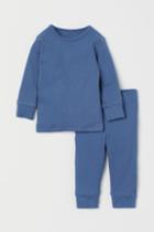 H & M - Ribbed Cotton Set - Blue