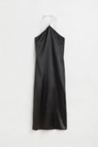 H & M - Satin Halterneck Dress - Black