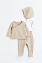 H & M - 3-piece Knit Cotton Set - Brown