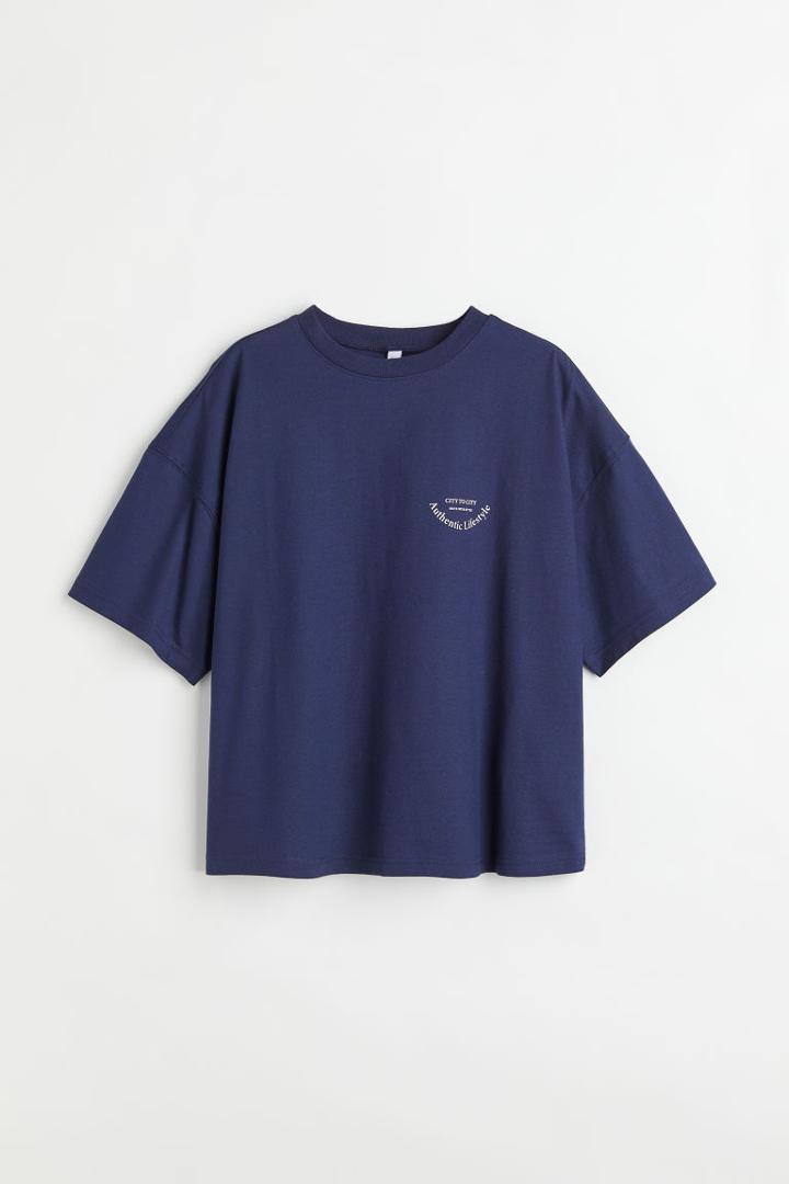 H & M - Boxy T-shirt - Blue
