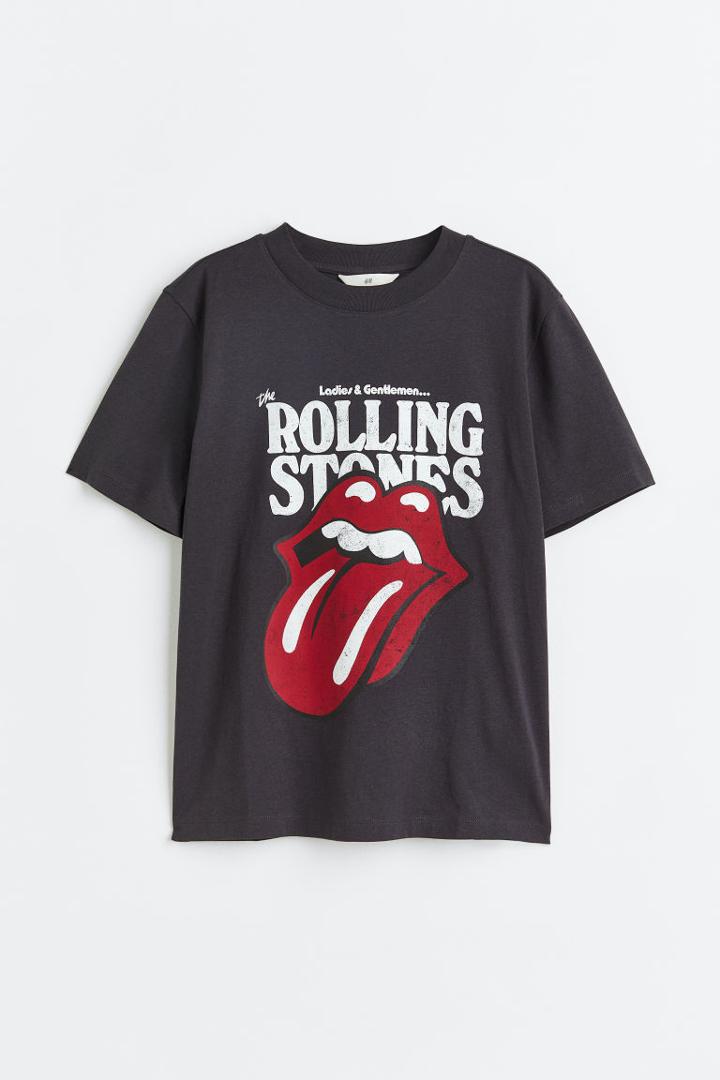 H & M - T-shirt With Motif - Gray