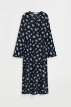 H & M - Crped Wrap-front Dress - Blue