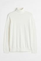 H & M - Slim Fit Fine-knit Turtleneck Sweater - White