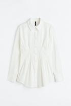 H & M - Tapered-waist Poplin Shirt - White