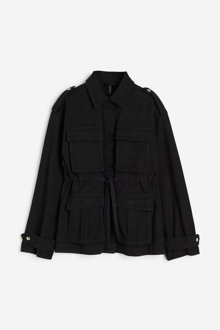 H & M - Cotton Twill Utility Jacket - Black