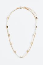 H & M - Double-strand Necklace With Beads - White