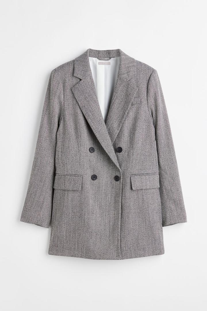 H & M - Double-breasted Jacket - Gray