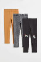 H & M - 3-pack Cotton Leggings - Gray