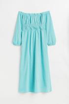 H & M - H & M+ Off-the-shoulder Crped Dress - Turquoise