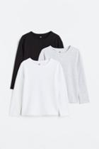 H & M - 3-pack Long-sleeved Tops - Black